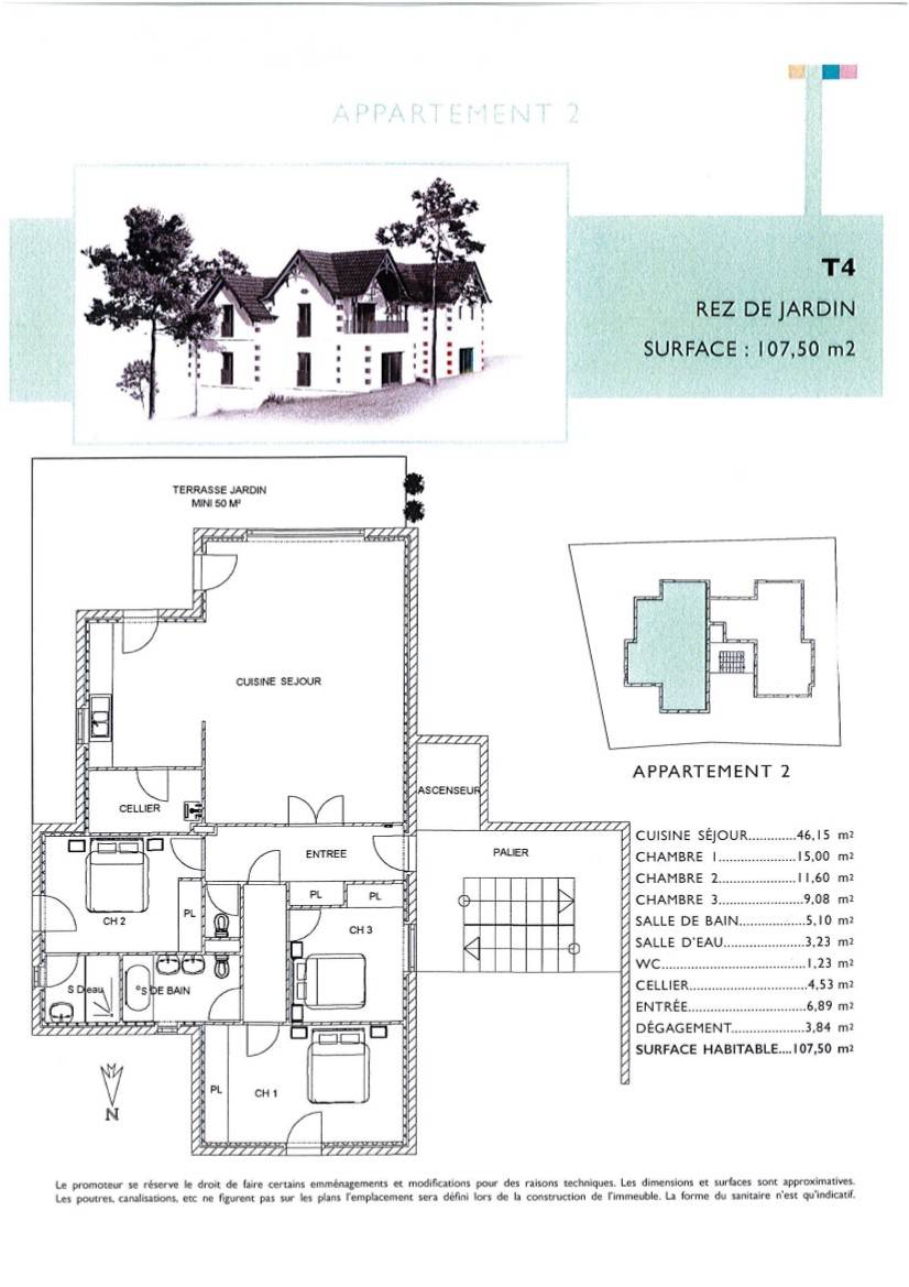 A vendre appartement T3 neuf avec une terrasse et garage à Arcachon quartier Aiguillon